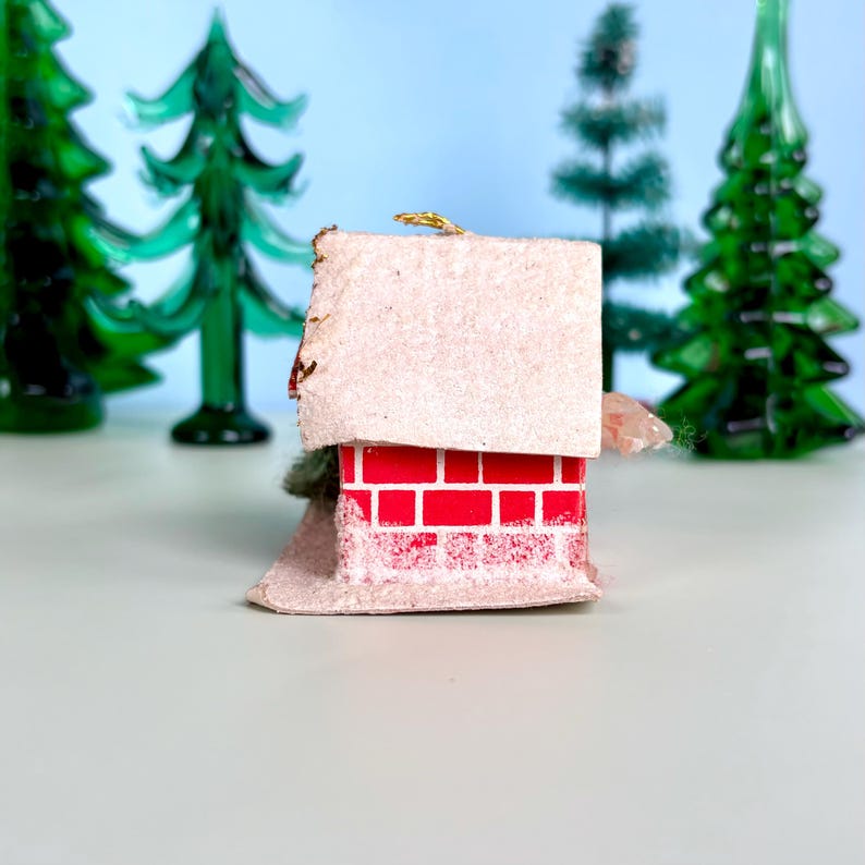 Vintage Antique Putz House in Red Brick for Christmas Village
