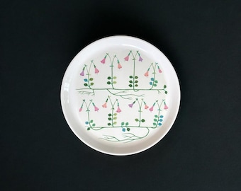 Vintage Stig Lindberg Gustavsberg Linnea Tallrik: Svensk blomsterkonst (7.0")