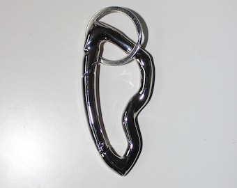 Silver Carabiner Keychain Cyberpunk y2k Metal Jewelry, Small Minimal Stainless Steel, Grunge Punk Key Clip Clasp, Matte Chrome Karibiner