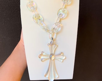 Gothic Cross Chain Handcrafted Choke Chain Necklace, Gothic Cross Exquisite Artistry and Elegant Pendant Detailing