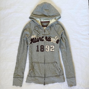 Abercrombie and Fitch Vintage Y2K Zip Up Hoodie Grey Y2K Deadstock Womens 2000’s Preppy Fall Winter Comfy Comfort Warm Hollister