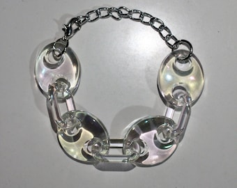 Y2K chunky iridescent bracelet, street style bracelet, punk necklace, y2k bracelet for men and women, goth cool fashion rock tattoo Emo Y2k