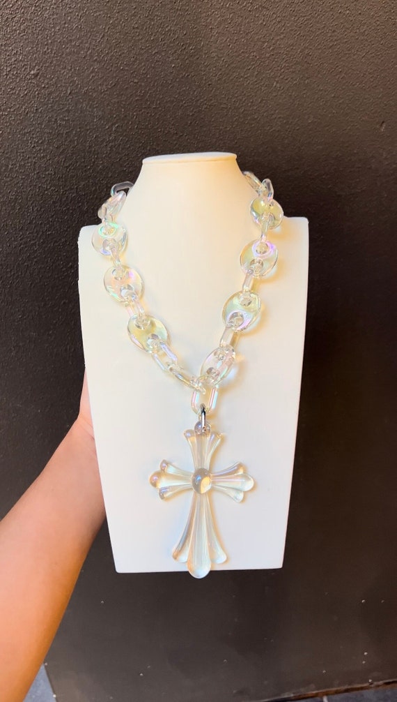 Gothic Cross Chain Handcrafted Choke Chain Necklace, Gothic Cross