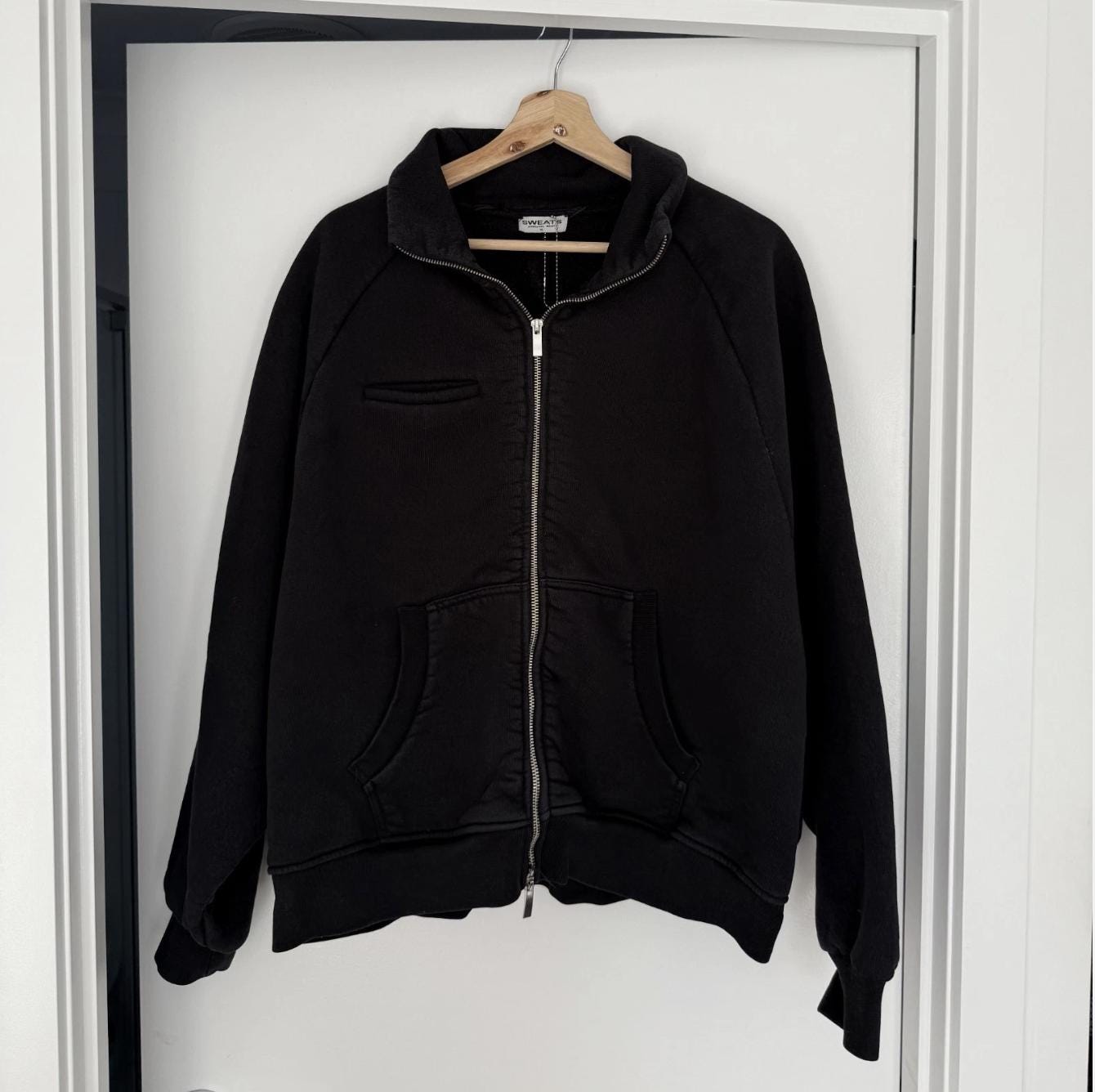 Sweats Collective Zip up Sweatshirt Black Men's Oversized Crew