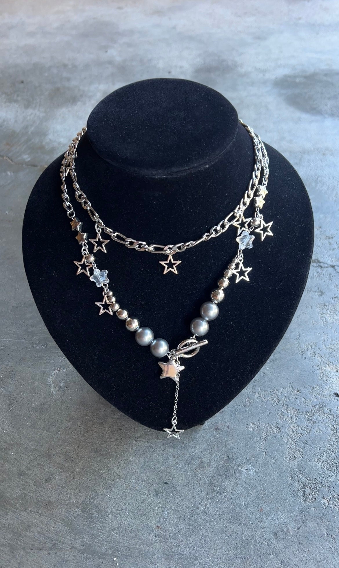 Y2K Star Necklace | Celestial Pendant Beads | Grunge Jewelry