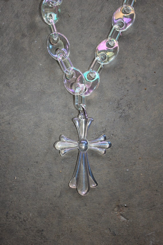 Gothic Cross Chain Handcrafted Choke Chain Necklace, Gothic Cross