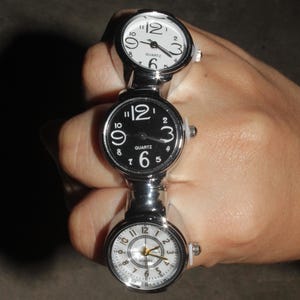 Vintage-Inspired Watch Ring Set | TRENDY Punk Finger Watch | Functional Mini Clock on Adjustable Ring