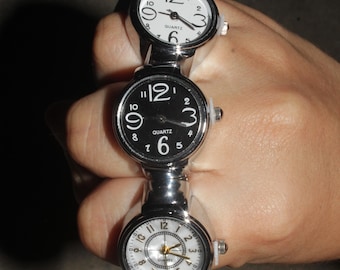 Vintage-Inspired Watch Ring Set | TRENDY Punk Finger Watch | Functional Mini Clock on Adjustable Ring