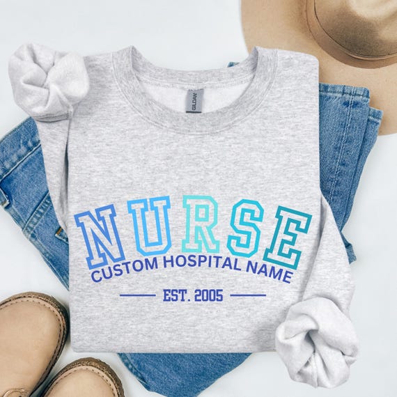 Personalized Unisex Nurse Sweatshirt, Custom Long Sleeve Nurse