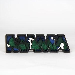 MAMA 3D Figur / Schild / zum hinstellen / Perfekt als Geschenk für: Muttertag, Geburtstag, Weihnachten / in 2 Größen erhältlich Blau Schwarz