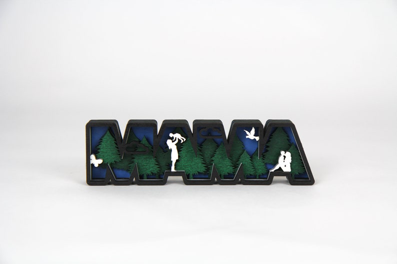 MAMA 3D figure / sign / to stand up / Perfect as a gift for: Mother's Day, birthday, Christmas / available in 2 sizes Blau Schwarz