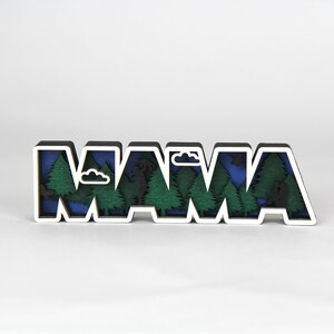 MAMA 3D Figur / Schild / zum hinstellen / Perfekt als Geschenk für: Muttertag, Geburtstag, Weihnachten / in 2 Größen erhältlich Blau Weiß