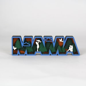 Figurine 3D MAMA / signe / à poser / parfait comme cadeau pour : Fête des mères, anniversaire, Noël / disponible en 2 tailles Orange Blau