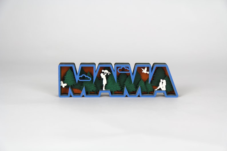 MAMA 3D Figur / Schild / zum hinstellen / Perfekt als Geschenk für: Muttertag, Geburtstag, Weihnachten / in 2 Größen erhältlich Orange Blau