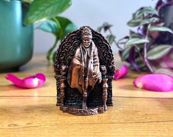 Sai Baba Artisan Copper Sculpture, Handcrafted,  Small Figure, Home Decor, Temple Idols, Housewarming gift