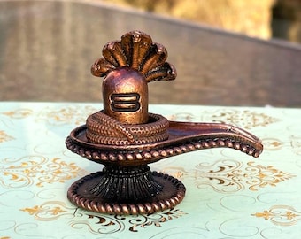 Handcrafted Copper Shiv Linga with Vasuki Snake - Hindu Temple Decor