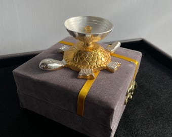 Turtle Diya Oil Lamp | Solid Brass Indian Puja Decor