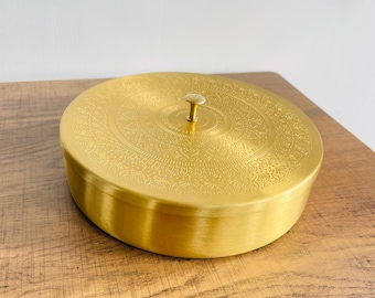 Brass Masala Dabba (Spice Box): Indian Kitchen Decor with 7 Compartments