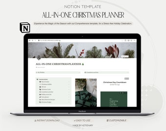All-In-One Christmas Planner, Notion template, Organizing Tool, Holiday Prep & Gift Planning, Perfect for Stress-Free Festive Planning