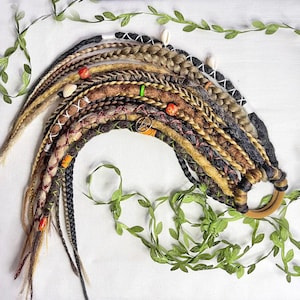 Autumn forest ponytail braids and dreads hair extension on hairband, Mavka dreadlock ponytail hair wig, Synthetic Hair, Dread falls