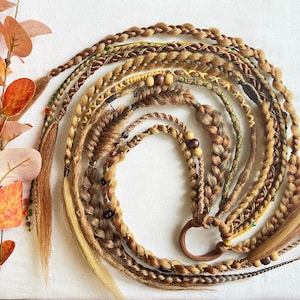 Boho rustic ginger custom ponytail braids and lulas hair extension on hairband, Dreadlock ponytail hair wig, Synthetic Hair