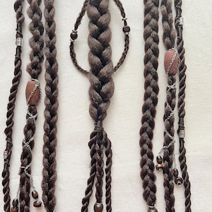Clip in brown boho braids hair extensions, festival viking or elf braids on hair clips, cosplay hair accessory, Customisable
