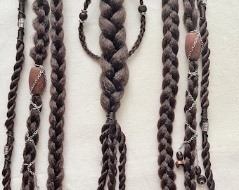 ブラウンのクリップインブレイドヘアエクステンション、バイキングエルフのコスプレアクセサリー