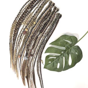 Clip in dreadlocks and braids Snow Lynx hair extensions, festival viking dreads and braids on hair clips, cosplay hair accessory