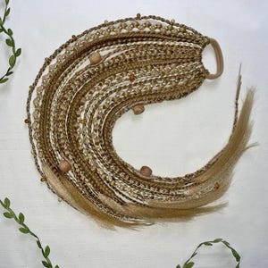Boho wheat blond elf ponytail braids hair extension on hairband, Viking dreadlock ponytail hair wig, Synthetic Hair Fall