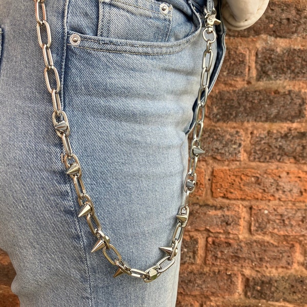 Spike Waist Chain - Belt Chain - Thorn Chain - Necklace And Waist Chain - Thigh Chain - Silver - Streetwear - Goth - Hip Hop Punk - Alt