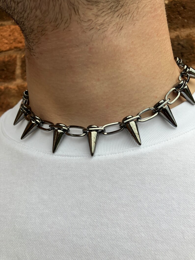 Choker Gothique Punk En Cuir PU - Collier Ras De Cou Réglable Avec Pendentif Pour Homme Et Femme - 6