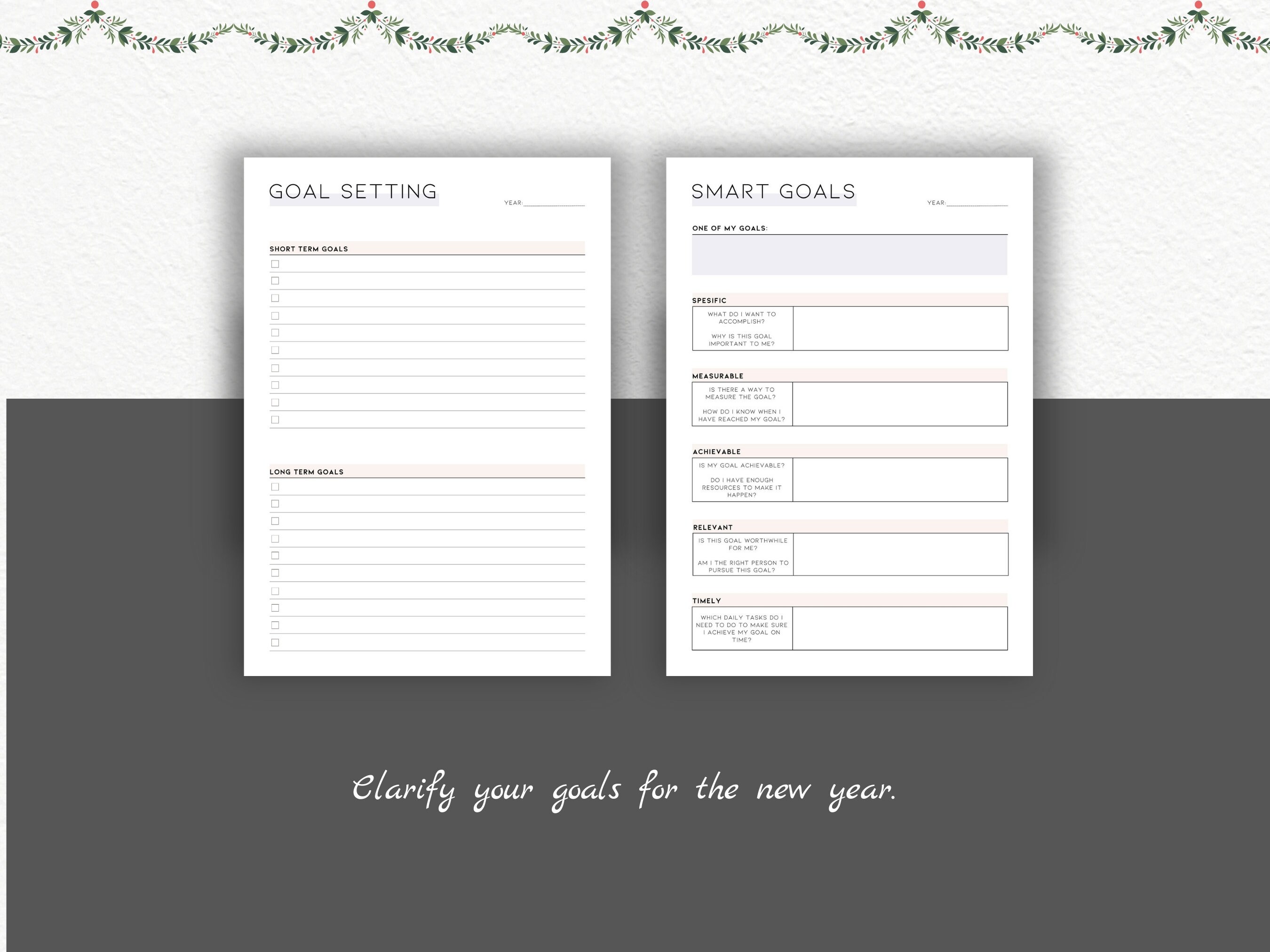 New Year Resolution Printable Bundle, New Year's Resolution Template ...