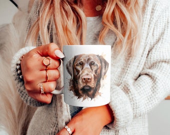 Chokladlabradormugg, Labrador Retriever-mugg, Chokladlabrador Retriever, Kaffemugg för hundälskare, 30 cl mugg, Gåva för hundälskare, Chokladlabrador-present