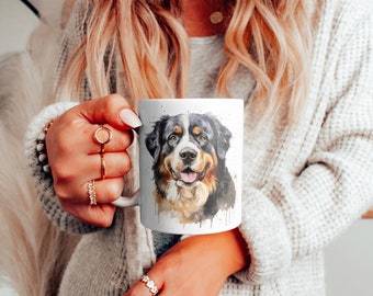 Berner sennenhundmugg, Berner sennenhund, Berner sennenhundkonst, kaffemugg för hundälskare, 30 cl mugg, present till hundälskare, Berner hund