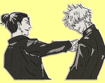 Digitalisiertes Jujutsu Kaisen zum Besticken eines Kapuzenpullovers oder T-Shirts, PES- und JEF-Format, Maße 20 x 14 cm