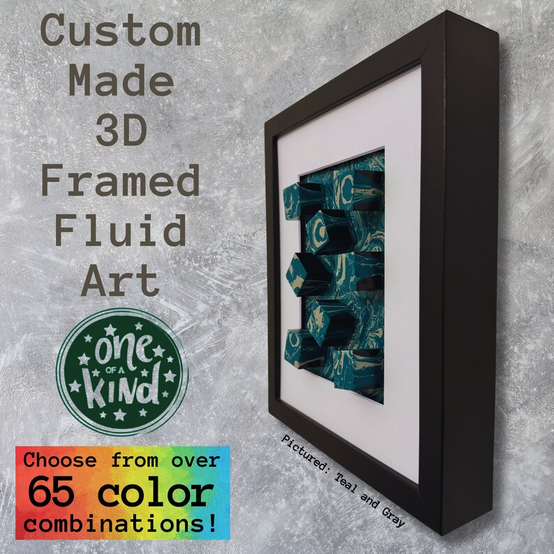 Custom 3D Art, Pick Your Own Colors, Framed Multidimensional Fluid Art
