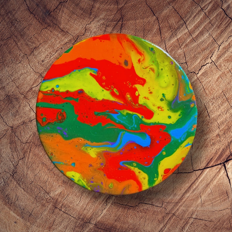 Hand Painted Coaster Set, 4 Coasters, Fluid Paint Pour, One of a Kind