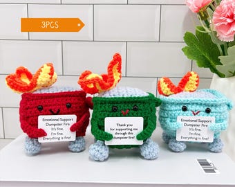 Emotional Support Dumpster Fire,Crochet Dumpster Fire,Gift for Her,Funny Mother's Day Gift,Self Care Gift,Funny Office Decor,Gift ideas