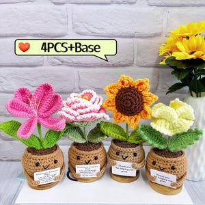 Adorable Handmade Crochet Flowers-Crochet Sunflower/Tulip/Peony/Lily,Emotional Support Plant,Thank You for Gift,Valentine&#39;s Day Gift for her
