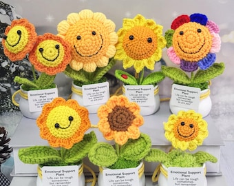 ハンドメイド　あみぐるみ　ひまわりの鉢植え 美しい手作りかぎ針編みのひまわりの鉢植え / 編み物 / 母の日ギフト