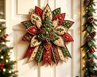 Christmas & Halloween Quilted Door Hanger Sewing Kit,DIY Patchwork Wreath Kit for Beginner,Holiday Sewing Craft Kit,Crafter Christmas Gifts