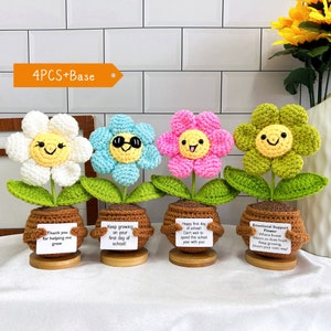 Cute Crochet Sunflower with Funny Emoji,Crochet Flower,Thank you Gift,Emotional Support Plant,Thanksgiving gift,Christmas gift,Crochet Decor
