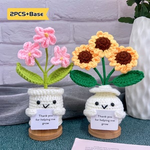 Cute Handmade Crochet Sunflower/Forget Me Not Plant,Crochet Flower,Thank You For Helping Me Grow,Thank you Gift,Gift for Teacher/Mom/Friends