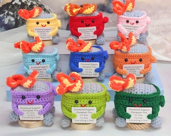 Adorable Crochet Dumpster Fire,I'm fine everything is fine,Emotional Support Dumpster Fire,Mother's Day gift,Funny Desk Decor,Office Joke