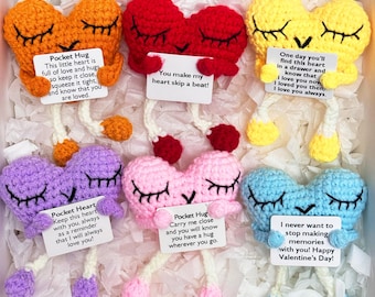 Cuore All'Uncinetto Con Biglietto - 7.5x5.5cm Regalo Emotivo Per Amici E Famiglia (Rosa) - Foto 4