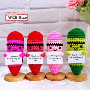 Crayons de couleur amusants faits main au crochet, merci de m'avoir enseigné beaucoup, cadeau de remerciement, cadeau de Thanksgiving, cadeau pour les enseignants, décoration de bureau, cadeau attentionné