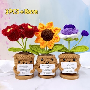 Cute Crochet Sunflower/Rose/Lily of the valley Flowers,Emotional Support Plant,Crochet Flower Decor,Desk Decor,Gift For Her,Christmas Gifts