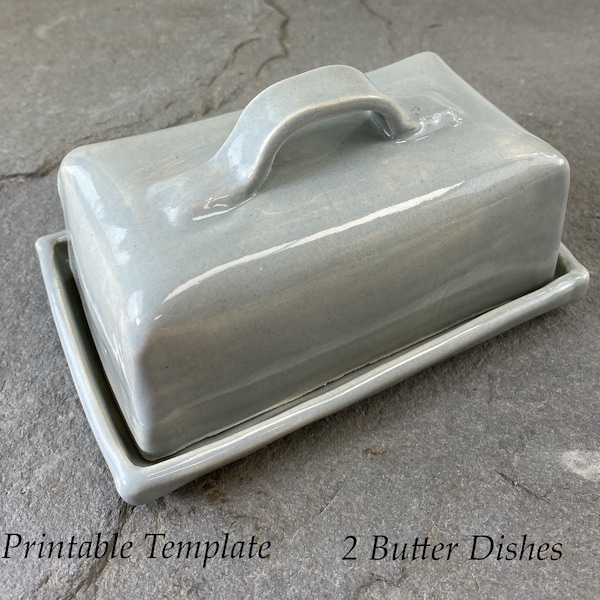 Butter Dish Template - Pottery Template for Slab Building with instructions - 2 designs