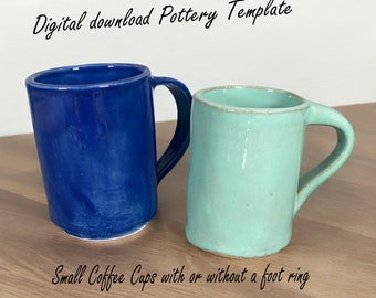 Coffee Mug Templte - Pottery template for Slab building small Coffee Mugs