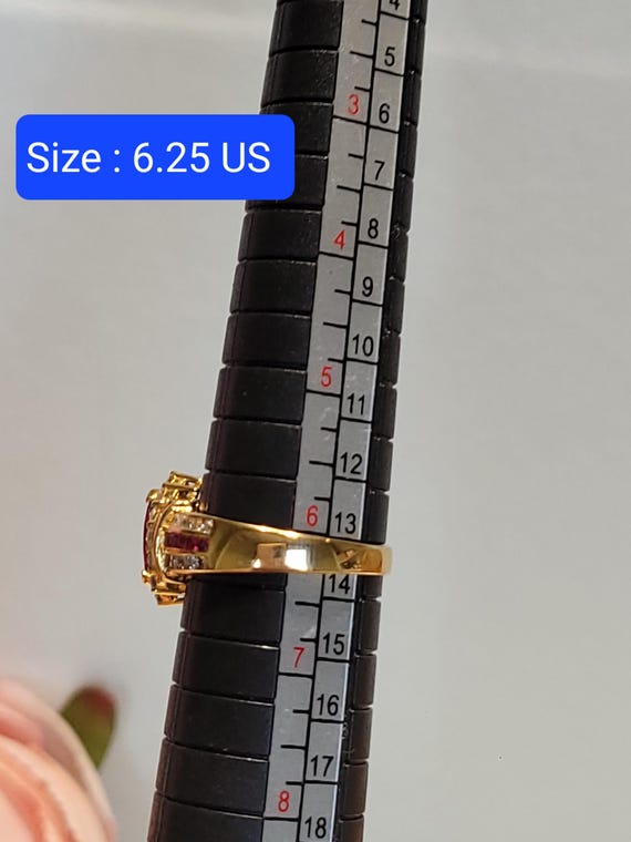 Vintage Ruby with Diamond Ring in Solid Gold 18K - image 11